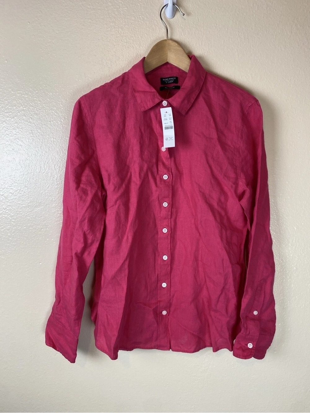 J. Crew Women's Bright Pink Button-Down Linen Shirt